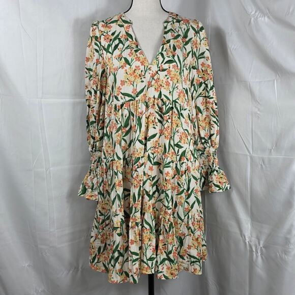Pomander Place Dress Women XS Floral Long Sleeve Tiered Boho Cottagecore Indie - Picture 2 of 11